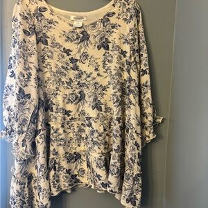 Paisley Vine Tiered Tunic Top - Sz M